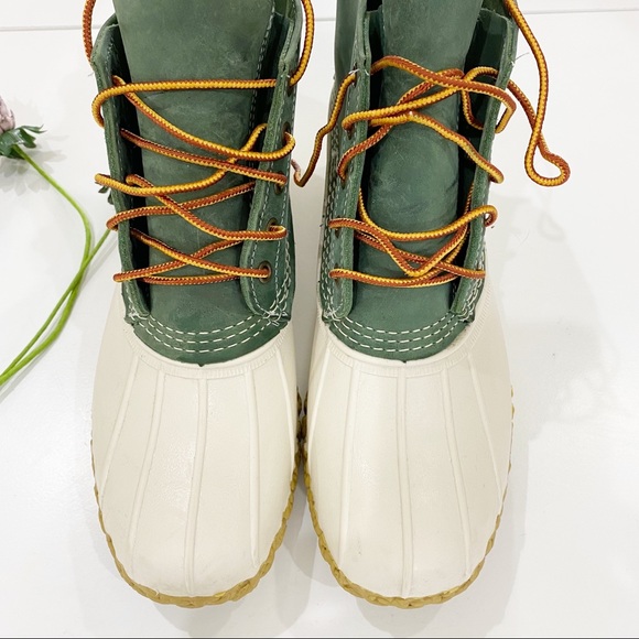 L.L. BEAN Sold-Out Small Batch 6-inch Green/White Bean Boots Size 10 - Picture 4 of 10